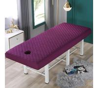 Surwin Sábana para Camilla de Masaje Lavable, Acolchada Sabana Bajera Suave con Agujero para la Cara y Cordón Elástico, para Cama de Masaje,Salón de Belleza (Morado oscuro,180x60cm)