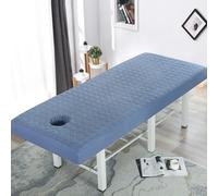 Surwin Sábana para Camilla de Masaje Lavable, Acolchada Sabana Bajera Suave con Agujero para la Cara y Cordón Elástico, para Cama de Masaje,Salón de Belleza (Azul marino,70 * 190cm)