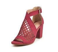 Surwin Sandalia de Tacon para Mujer, Moda Zapato de Tacón 8cm Alto Clásicos Comoda, Primavera Verano Sandalia de Vestir para Vestidos de Fiesta 36-43EU (604 Rojo,38)