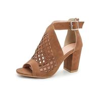 Surwin Sandalia de Tacon para Mujer, Moda Zapato de Tacón 8cm Alto Clásicos Comoda, Primavera Verano Sandalia de Vestir para Vestidos de Fiesta 36-43EU (604 Marrón,42)