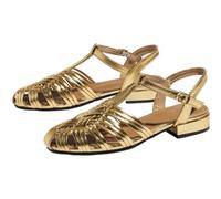 Surwin Sandalias Mujer Planas con Punta Cerrada | Sandalia Plana Tejidas Mujer Verano con Soporte de Arco EU 36-42 Zapatos de Playa Elegantes Comodo Moda Casual para Playa