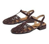 Surwin Sandalias Mujer Planas con Punta Cerrada | Sandalia Plana Tejidas Mujer Verano con Soporte de Arco EU 36-42 Zapatos de Playa Elegantes Comodo Moda Casual para Playa
