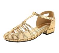 Surwin Sandalias Mujer Planas con Punta Cerrada, Sandalia Plana Tejidas Verano con Soporte de Arco EU 36-42 Zapatos de Playa Elegantes Comodo Moda Casual con Hebilla Ajustable