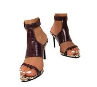 Surwin Tacchi Donna, Classico Comoda Scarpe con Tacco Donna, Caviglia Regolabile Aperta Tacchi, Tacco 8.8cm Sandali Estivi per Feste, Balli di Fine Anno, Matrimonio 35-42EU (Marrón,36)