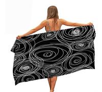 Surwin Toalla de Playa Grande, Microfibra Abstracto Impresión Secado Rápido Toalla de Piscina Toalla de Arena Antiadherente para Verano Playa, Yoga, Picnic, Hotel (Extracto Negro,80x180cm)