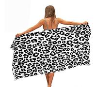 Surwin Toalla de Playa Grande, Microfibra Abstracto Impresión Secado Rápido Toalla de Piscina Toalla de Arena Antiadherente para Verano Playa, Yoga, Picnic, Hotel (Leopardo Negro,80x180cm)