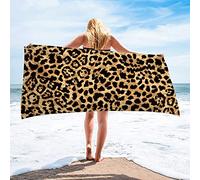 Surwin Toalla de Playa Grande, Microfibra Leopardo Impresión Secado Rápido Toalla de Piscina Toalla de Arena Antiadherente para Verano Playa, Yoga, Picnic, Hotel (Marrón,80x160cm)