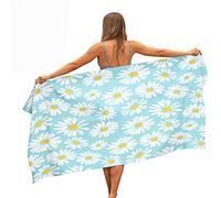 Surwin Toallas de Playa Microfibra, Flores Impresión Grande Toalla de Playa Verano Secado Rápido Arena Antiadherente Absorbente Toalla para Viaje Playa Nadar Piscina (Margarita Blanca,80x180cm)