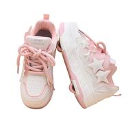 Surwin Zapatillas con 4 Ruedas Niña, Zapatos con Patines para Niñas Zapatos Deportivos de Niños con Ruedas 2 en 1 Estilo Estrella Zapatillas de Skateboard con Cordones 30-40 EU (Rosa,40)