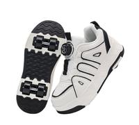 Surwin Zapatillas con 4 Ruedas Niña, Zapatos con Patines para Niñas Zapatos Deportivos de Niños con Ruedas 2 en 1 Hebilla Giratoria Zapatillas de Skateboard 30-40 EU Roller Skate Shoes (Negro A,30)