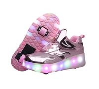 Surwin Zapatillas con Ruedas Niña Niño, Zapatos de Niños con Ruedas Traseras Retráctiles, Hebilla de Nailon Zapatillas de Skateboard Zapatos de Skate Moda Roller Skate Shoes (Rosa C,36)