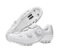 Surwin Zapatos Ciclismo MTB, Zapatillas de Ciclismo MTB Compatible con SPD Pedales para Hombre Mujer EU 37-47 Zapatos Mountain Bike Transpirable con Tornillos y Calas (Blanco,45)