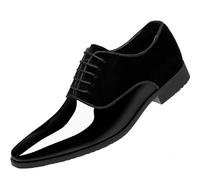Surwin Zapatos de Vestir para Hombre Corte Bajo, Calzado Formal de Negocios Sintética PU con Correa Ajustable, Casuales Confort Suela de Goma, para Oficina Boda (Negro,49)