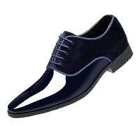Surwin Zapatos de Vestir para Hombre Corte Bajo, Calzado Formal de Negocios Sintética PU con Correa Ajustable, Casuales Confort Suela de Goma, para Oficina Boda (Azul Oscuro,42)