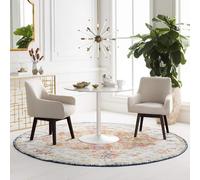 Surya Asmara - Alfombra Vintage para Sala de Estar, Pasillo, Cocina, Alfombra Tradicional Multicolor Bohemia, fácil de Limpiar, Alfombra Circular Grande, 160 x 160 cm, Azul y Naranja