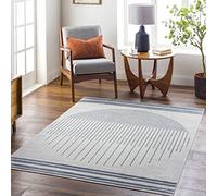 Surya Bratislava Alfombra de Pasillo para Cocina, Entrada, Estilo Moderno - Alfombras Lavable Lavadora de Tejido Plano Grande 120x170cm, Alfombra Clara Gris, Cream, Azul, Antracita