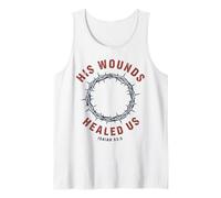 Sus heridas Nos sanaron Isaías 53:5 Crown Faith Camiseta sin Mangas