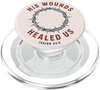 Sus heridas Nos sanaron Isaías 53:5 Crown Faith PopSockets PopGrip para MagSafe