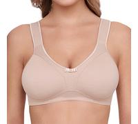Susa Sujetador de algodón para Mujer, sin Aros, básicos, Sujetadores para Mujer con Copas Preformadas y Tirantes de Alivio, Alivio de la Espalda, Cuello, Hombros, Marrón (Cappuccino 103), 80D