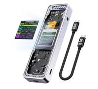 susaa Carcasa para SSD Smart 2280 M.2 NVMe Cyber Design Explorer Edition con Pantalla LCD, Máx. 10 Gbps, Tipo C, Color Plateado