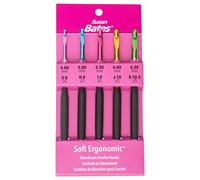 Susan Bates Silvalume - Juego de agujas de ganchillo ergonómicas y suaves, tamaños G6/4 mm a K10,5/6,5 mm