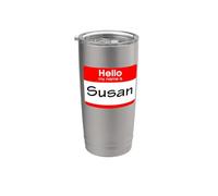 Susan, Hola, me llamo Etiqueta, placa Vaso térmico de acero inoxidable de doble pared