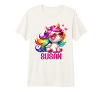 Susan Unicorn Nombre Personalizado Diseño Camiseta Premium