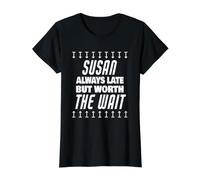 Susan Worth The Wait Nombre Divertido Susan Diciendo Camiseta gráfica económica, Mujer, Negro, S