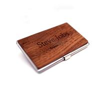 SUSANMAISON Soporte para tarjetas de visita de metal negro de nogal con logotipo, letras de relaciones públicas, conferencias de bienestar, promoción de publicidad de negocios, juego de regalo, Madera