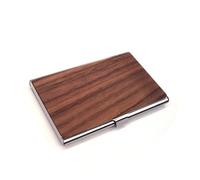 SUSANMAISON Soporte para tarjetas de visita de metal negro de nogal con logotipo, letras de relaciones públicas, conferencias de bienestar, promoción de publicidad de negocios, juego de regalo, Nogal