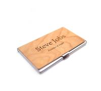 SUSANMAISON Tarjetero de metal negro de nogal para tarjetas de visita, logotipo, letras, relaciones públicas, conferencias de bienestar, promoción de publicidad de negocios, juego de regalo (madera de