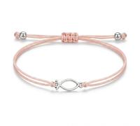 Susan's Choice Pulsera cristiana con cuerda trenzada ajustable - Pulsera Ichthys oro rosa, Nailon