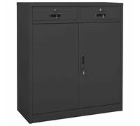 Susany Armario Archivador de Oficina Armario Metalico Cuenta con 2 estantes Ajustables,2 cajones con 3 Secciones,Armario de Oficina Mueble Archivador de Acero Gris Antracita 90x40x102 cm