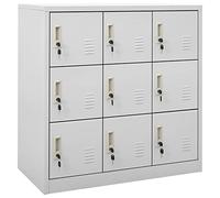 Susany Armario de oficina, armario de metal, estante de almacenamiento, organizador de almacenamiento, con 9 casilleros, gris claro, acero de 90 x 45 x 92,5 cm