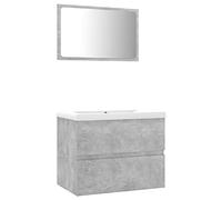 Susany Conjunto de Muebles de Baño con Armario para Lavabo,Lavabo Incorporado,Espejo Juego de Muebles de Baño Aglomerado Gris Hormigón 60 x 38,5 x 45 cm