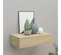 Susany Estante con Cajón de Pared Estante Flotante Estantería con cajón suspendido de Pared Diseño Moderno Color Roble MDF 40x23,5x10 cm