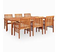 Susany Set Comedor de Jardín 7 Pzas y Cojines Madera Maciza de Acacia