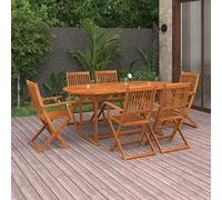 Susany Set de Comedor de jardín 7 Piezas Madera Maciza de Acacia Conjunto Mesa y Sillas de Patio Porche Terraza Porche Terraza Comedor Exterior