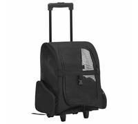 Susany Transportín 2 en 1 para Mascotas Mochila o Carrito de Viaje para Perro y Gato con 2 Ruedas Carrito Trolley Plegable Multiusos para Mascotas Negro 40 x 25 x 55 cm