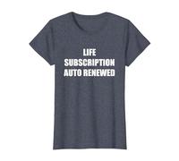Suscripción de Vida renovada automáticamente Camiseta, Mujer, Azul Jaspeado, M