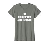 Suscripción de Vida renovada automáticamente Camiseta, Mujer, Verde Militar Jaspeado, M