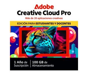 Suscripción individual a Adobe Creative Cloud | Edición para estudiantes y profesores | 2 Instalaciones | 1 Año