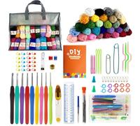 SusggO 104 Piezas Kit Crochet Kit Principiantes Completo Crochet Set Amigurumi - 30 Ovillos Algodon de Leche Agujas Crochet Accesorios Manual Video y Bolso - Kit Ganchillo Completo - Crochet Kit DIY