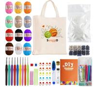 SusggO 155 Piezas Kit Crochet Principiantes Completo Crochet Set con Ojos Amigurumi, Relleno, 12 Ovillos Algodon de Leche, Agujas Crochet, Accesorios, Manual Bolso Kit Ganchillo Completo Crochet Kit