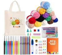 SusggO 73 Piezas Kit Crochet Kit Principiantes Completo Crochet Set Amigurumi - 15 Ovillos Algodon de Leche Agujas Crochet Accesorios Manual Español y Bolso - Kit Ganchillo Completo - Crochet Kit DIY
