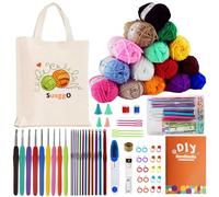 SusggO 73 Piezas Kit Crochet Principiantes Completo Crochet Set Amigurumi - 15 Ovillos Algodon de Leche Accesorios Agujas Crochet Manual y Bolso - Kit Ganchillo Completo - Crochet Kit DIY
