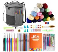 SusggO 81 Piezas Kit Crochet Principiantes Completo Crochet Kit Amigurumi - 20 lanas para crochet Agujas Crochet agujas de ganchillo Manual y Bolso - Kit de Crochet tejer Ganchillo