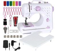 Susggo Maquina de Coser Portatil Electrica con Mesa Soporte, Brazo Libre y Luz de Trabajo, 12 Puntadas, 2 Velocidades y Retroceso. Compacta y Facil de Usar. Incluye Kit de Costura Accesorios Pedal