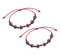 SusggO Pack 2 Pulseras Hilo Rojo Ojo Turco - Amuletos de la Suerte y Proteccion - Pulsera Cuerda Roja Ojo Turco - Pulseras para Parejas Pulsera Hilo Rojo Pulsera Mujer Ajustable Pulsera Hombre