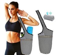 SusggO Pack bolsa de yoga para toalla fría y mate Bolsa de yoga para mujer para mat Toalla de gimnasia Toalla de microfibra. bolsa de yoga Pilates Fitness Sport (ZigZag)
